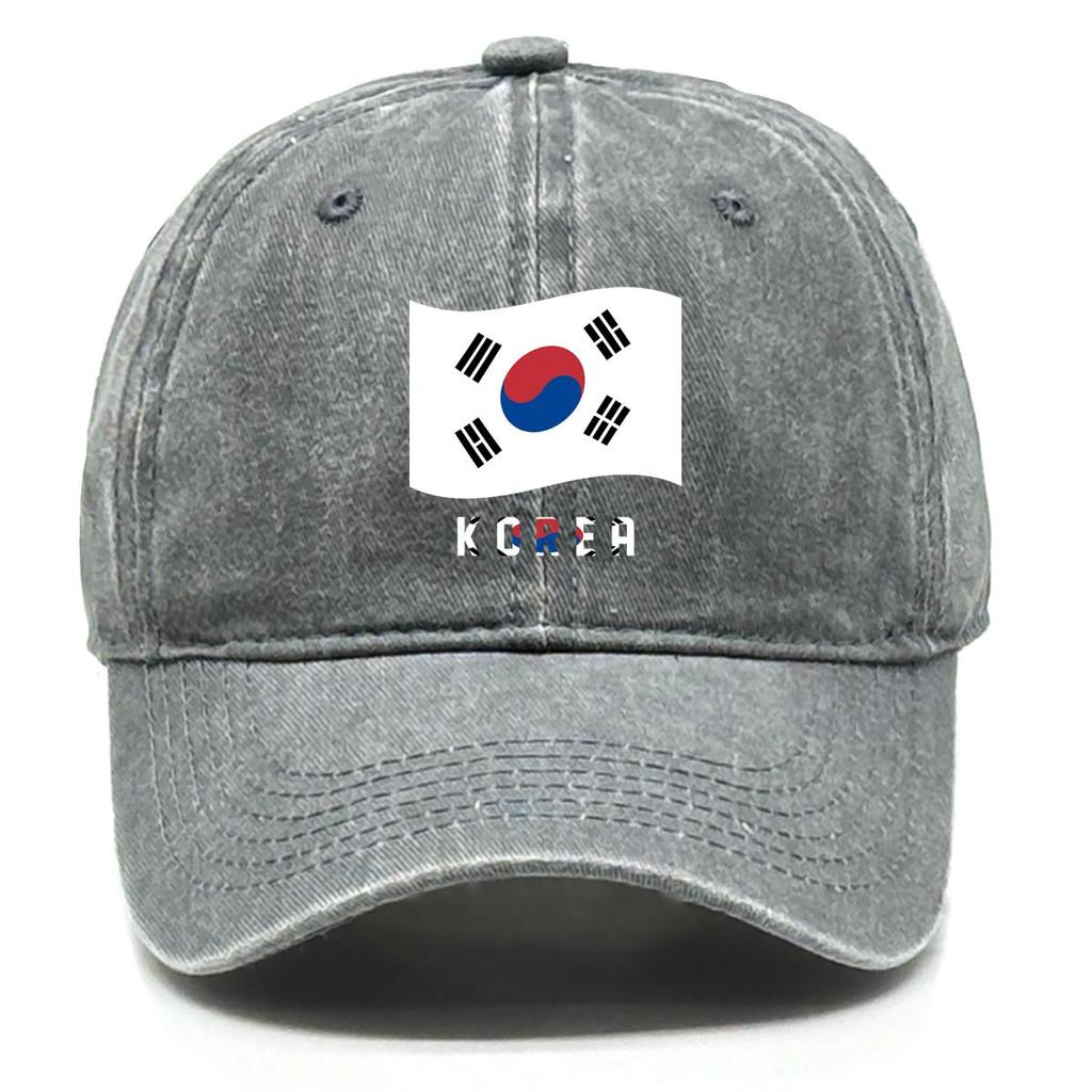 South Korea Flag Waves Print Snapback Baseball Cap, Sports Hat Hip Hop Non-Stretch Fabric Adjustable Buckle Sun Visor Adjustable Baseball Hat