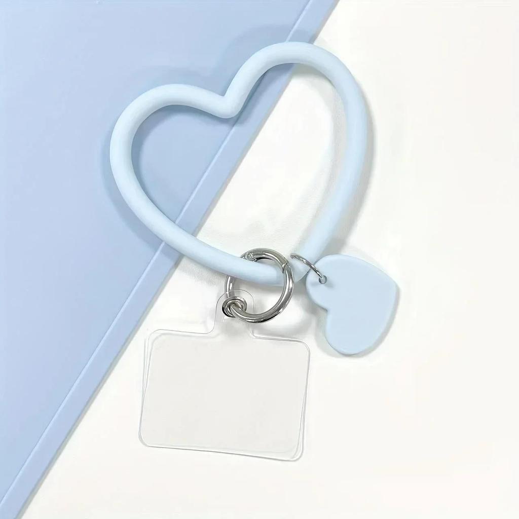 1Pc Silicone Heart Loop Cell Phone Hand DYM Wrist Strap With Key Chain Holder - Universal Mobile Straps For All Smartphones
