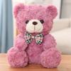 Cute Teddy Bear Plush Toy With Checkered Bow Decoration For Kids Gift Birthday
