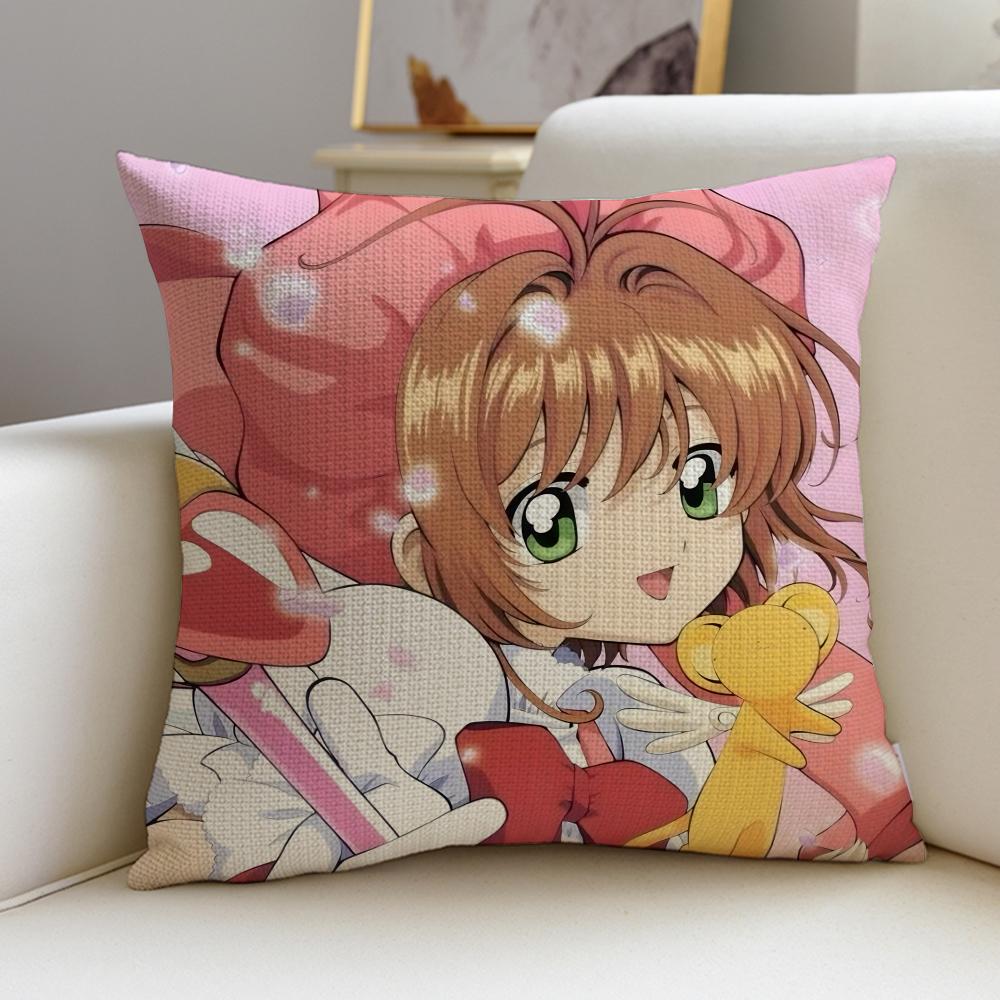 Magical CCardcaptor SakuraS Cushion Cover Breathable and skinfriendly linen pillowcase square removable and washable cushion
