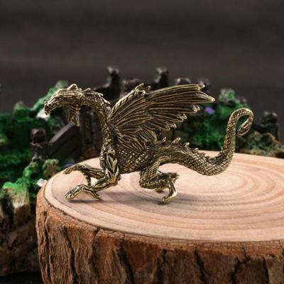 Massiv Messing Pterosaurier Drache Kleine Statue Desktop Ornament Chinesische Mythische Bestie Figuren Retro Heim Feng Shui Dekoration