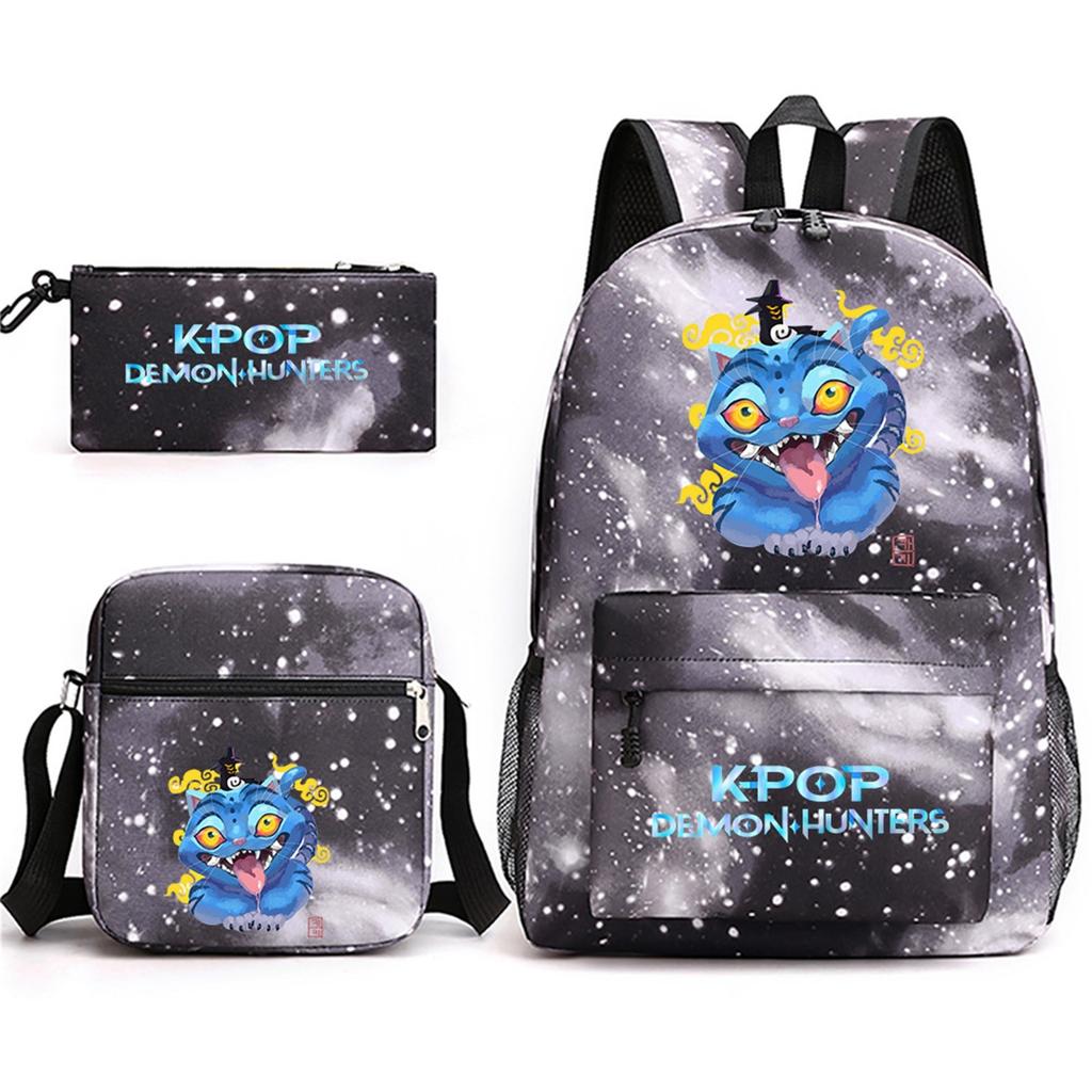 Movie Peripheral Print Backpack, School Bag Student Campus With Plush Ball Backpack