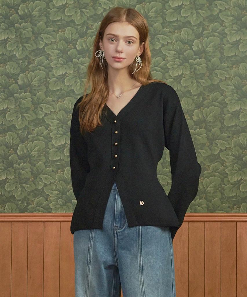 MICANE Redolence V-Neck Cardigan Black
