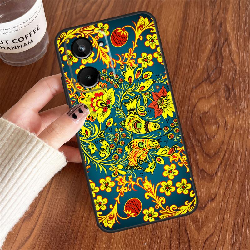 Russian Scarf Floral For Realme 15 Pro GT7 GT6 10 11 12 13 14 Pro Plus C75 C71 C65 C63 C61 C53 C67 C35 C55 Case