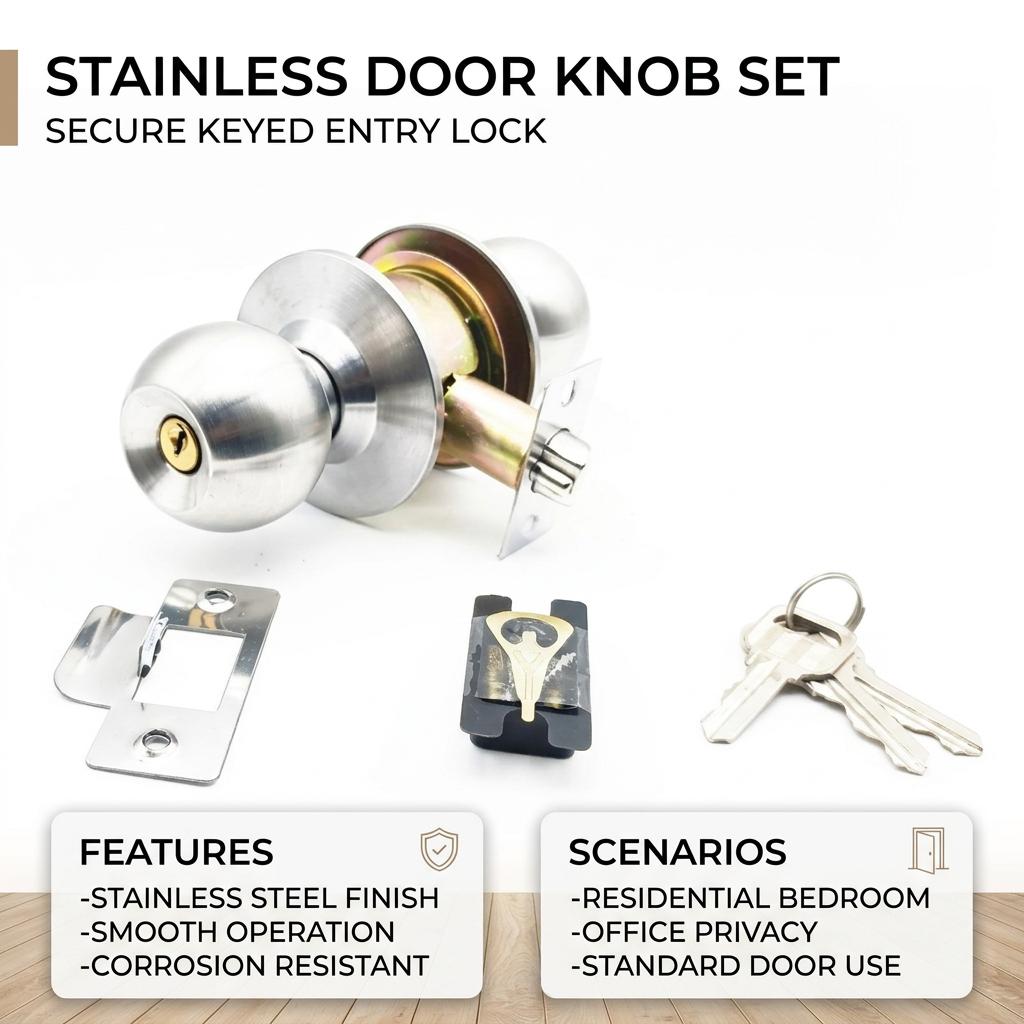 Stainless Steel Ball Door Lock With Antique Copper Finish And Brass Core For Home-Security