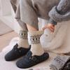 Women's Fair Isle Wool Mid-Calf Socks, Fleece-Lined, Thickened, Retro Christmas Style, Cozy for Autumn and Winter.