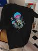 Colorful Psychedelic Jellyfish Graphic Mens Cotton TShirt Round Neck Casual Short Sleeve Summer Tee