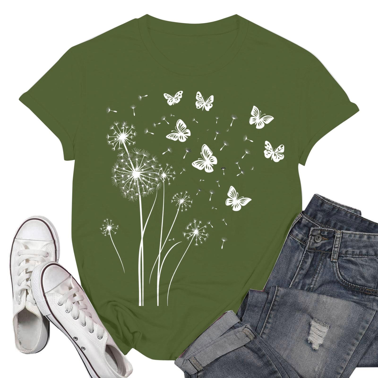 

Женские модные повседневные пуловеры с короткими рукавами и круглым вырезом с принтом L армия зеленый