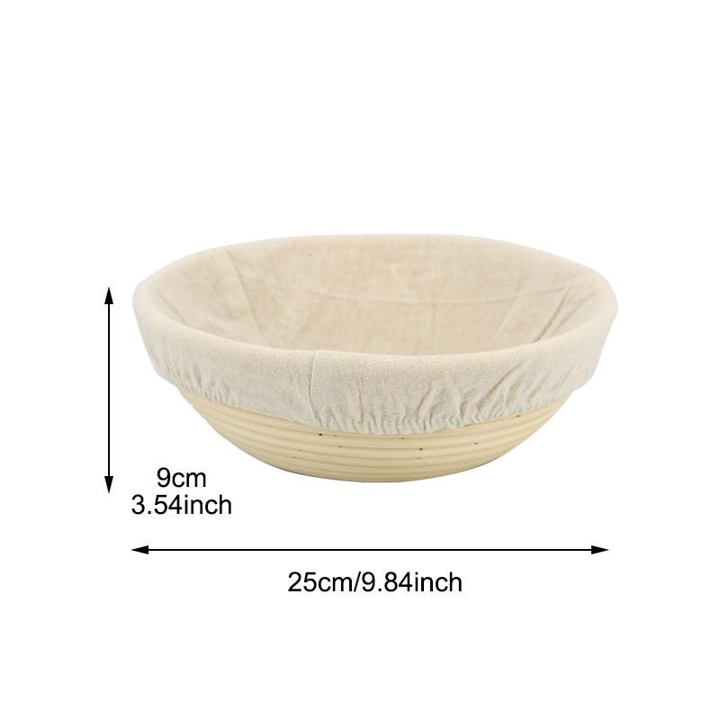 WTEMPO 1 zestaw Banneton Brotform 9 .8 cala Okrągły Koszyk do Fermentacji Chleba Miska Rattanowa z Płótnem