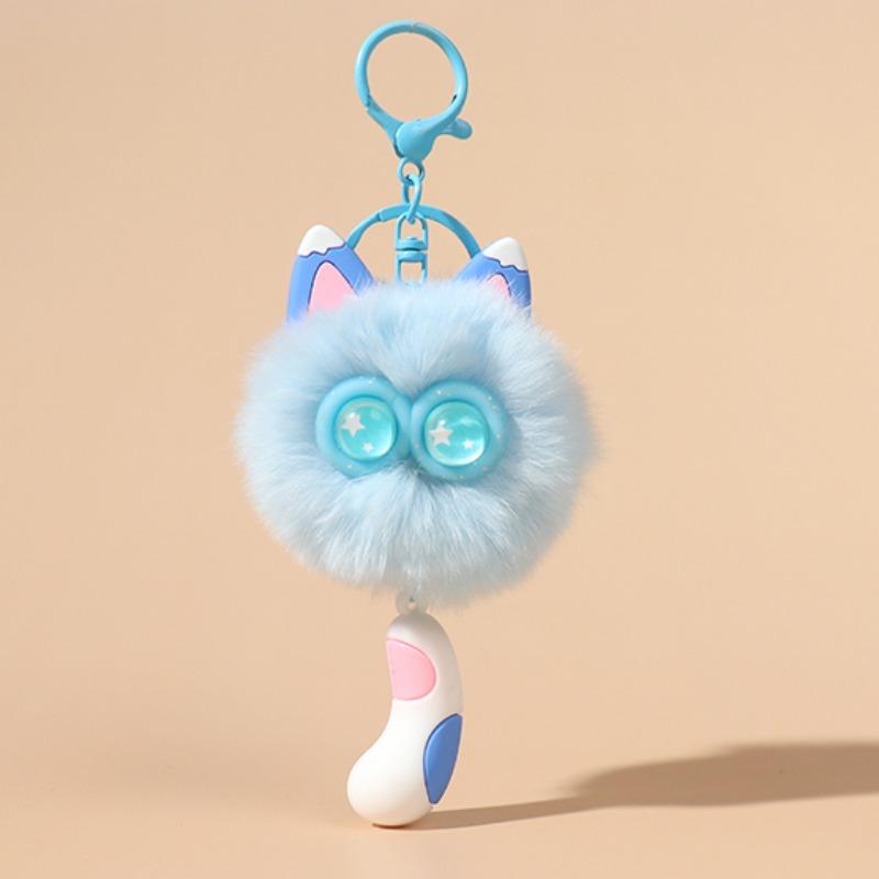 Niedlicher Rexkaninchenhaar Kätzchen Schlüsselanhänger Anhänger Mädchen Herz Plüsch Cartoon Puppe Puppe Taschenzubehör Geschenk