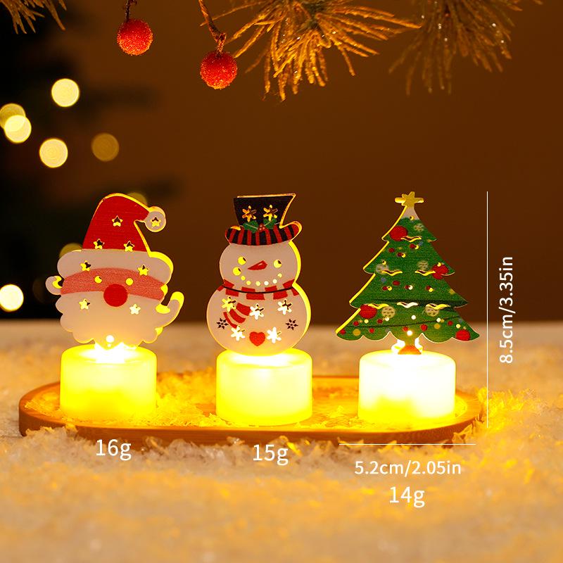 Christmas LED Candle Light with Santa and Snowman Figurines