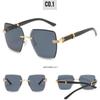Oversized Rimless Sunglasses for Women Geometric Diamond Cutting Gradient Lens UV Protection Fashion Shades Trendy