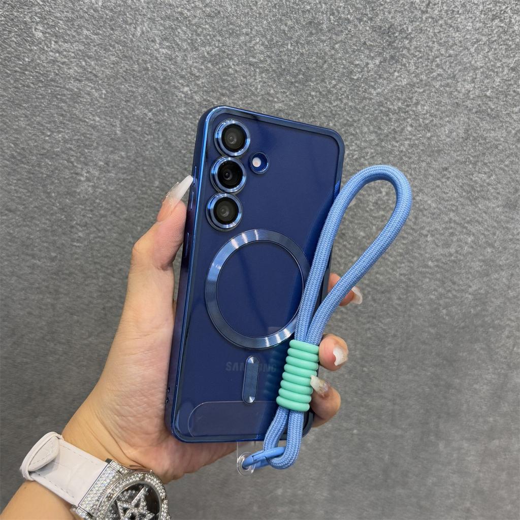 Plating for Lanyard Case for Samsung Galaxy S2 S26 Ultra S24 FE S23 S22 Plus S21 Wrist Strap Camera Protector TPU Cover