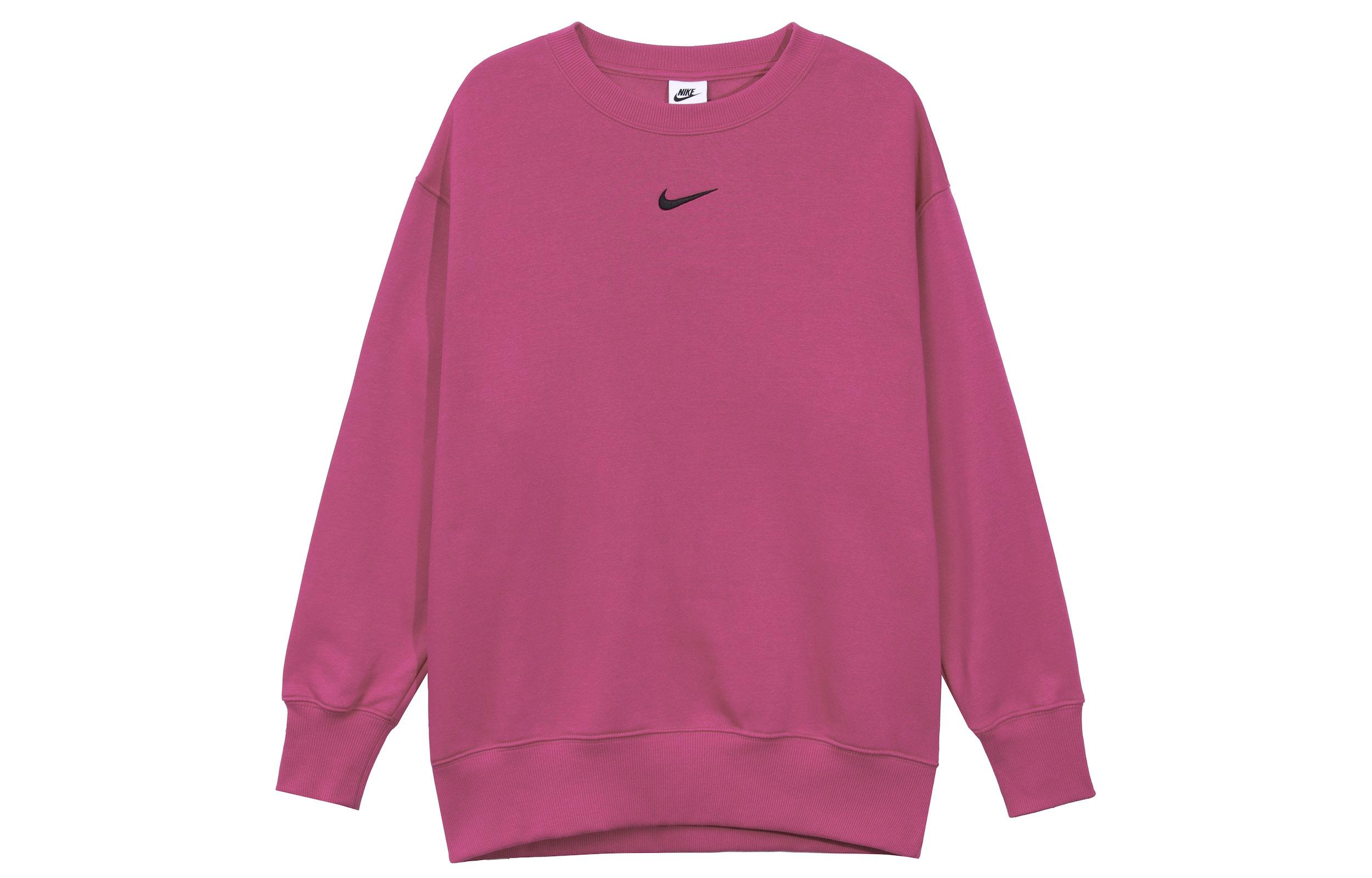 Nike Phoenix Fleece Solid Color Crew Neck Fleece Lined Loose Fit Sweatshirt Women s Raspberry Red DQ5734-615 XS