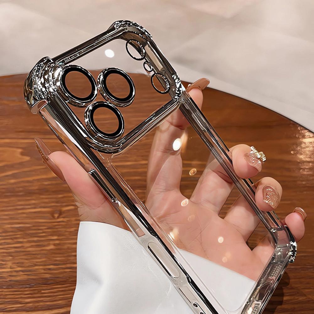 Luxury Electroplate Shockproof Transparent Phone Case For iPhone 17 Air 16 15 14 13 12 11 Pro Max Plus Clear Bumper Cases Cover