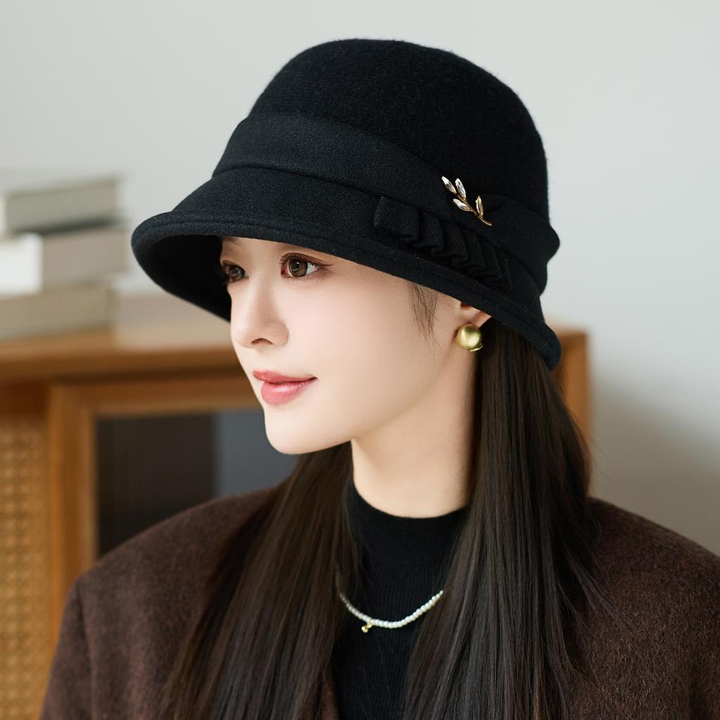 Fashion Basin Hat Women's Autumn and Winter Elegant Warm Top Hat Mother's New Bucket Hat