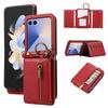 Leather Phone Case with Crossbody Ring and Card Holder for Samsung Galaxy Z Flip 7 6 5 4 3 Flip7 FE Flip6 5G Protective Cover