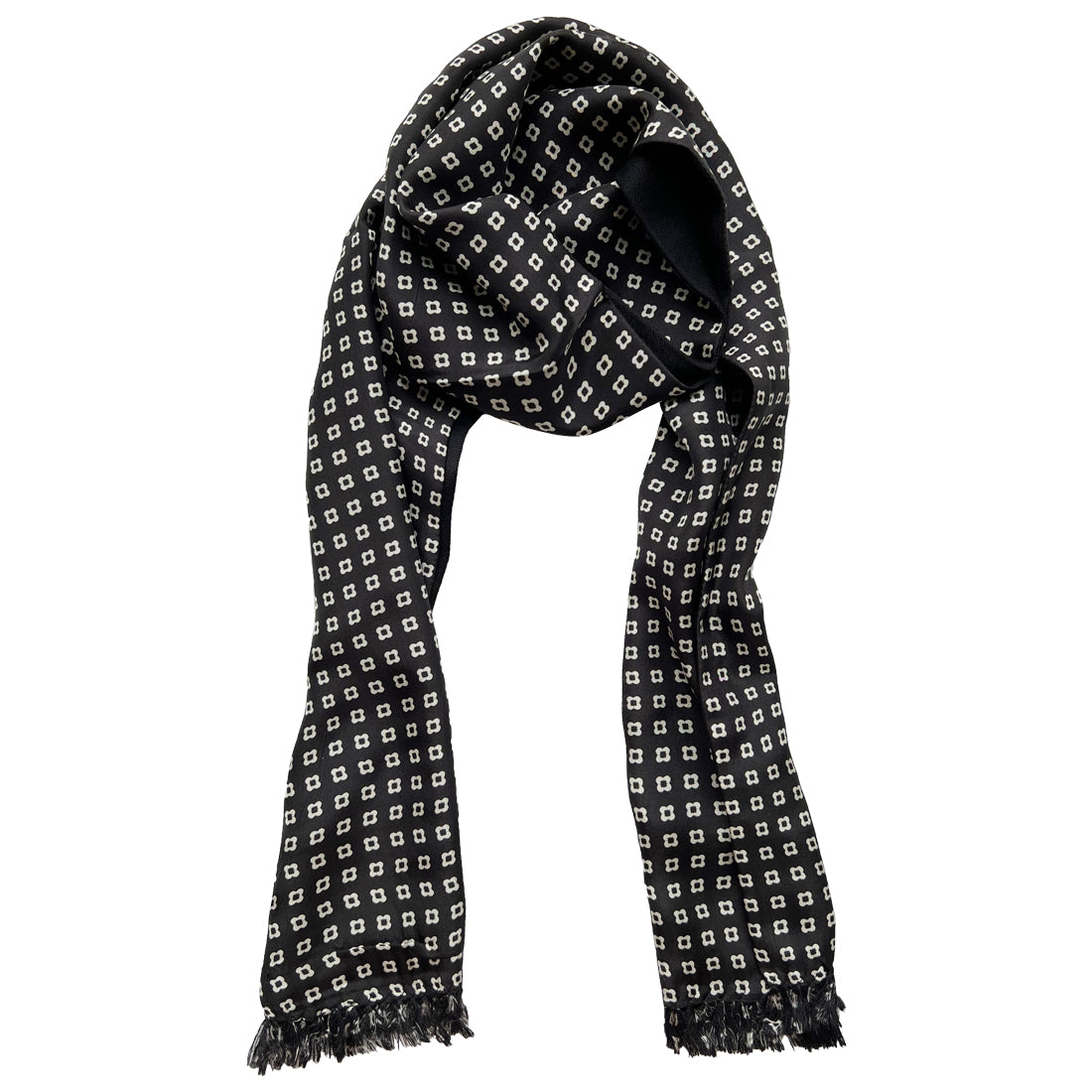 

Ikka Dukka Rectangular Black & White Silk Scarf