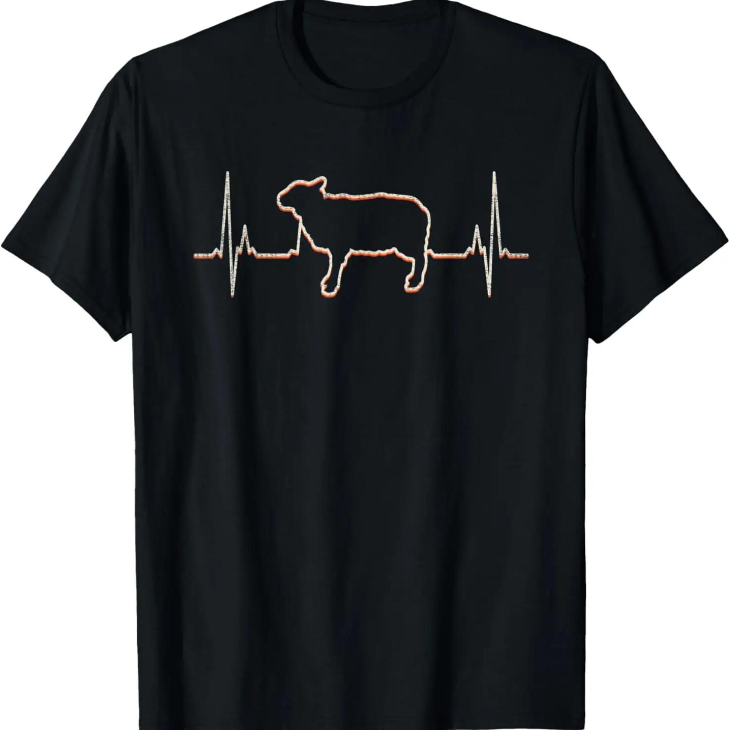Sheep Retro Heartbeat 80s Style Gift T-Shirt S чёрный