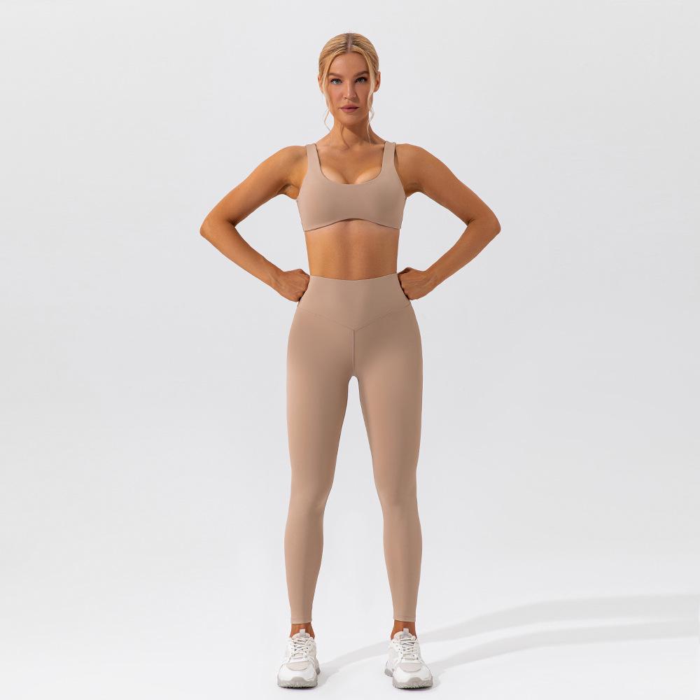 

24 Новых женских комплекта для йоги с эффектом ню и лифтинга бедер: Быстросохнущий, красивый костюм для фитнеса и бега с открытой спиной Small / 4 верблюд