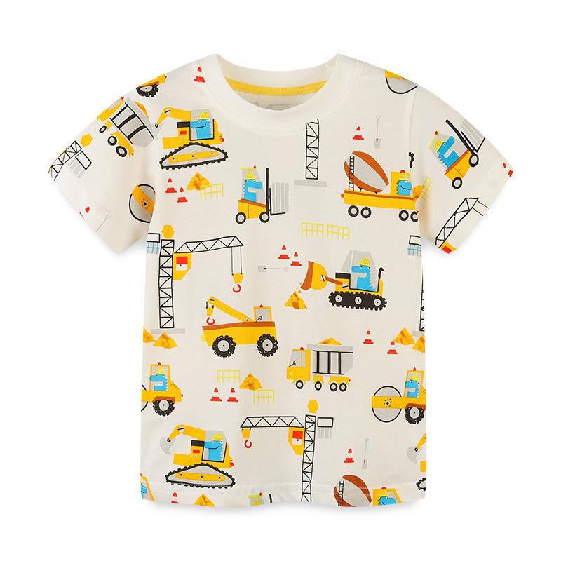 

Children s T-shirts, summer children s cartoon fashion T-shirts, knitted crew neck boys tops 7Y(125cm）
