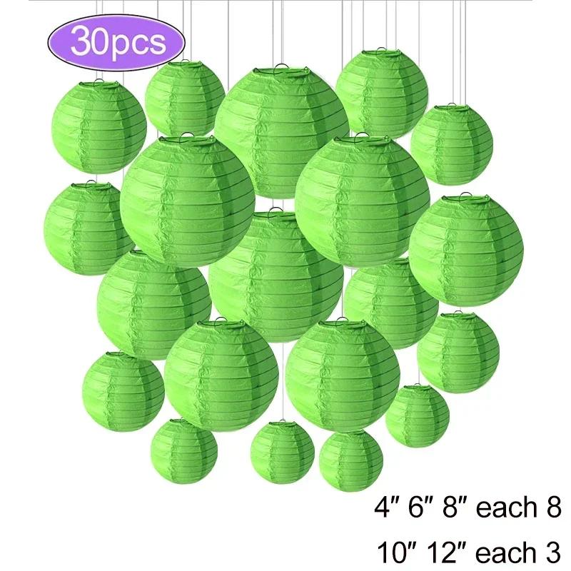 30Pcs Round Paper Lantern Wedding Decor Flowers Ball Lampion DIY Hanging Pompom Crafts Home Christmas Birthday Party Supplies