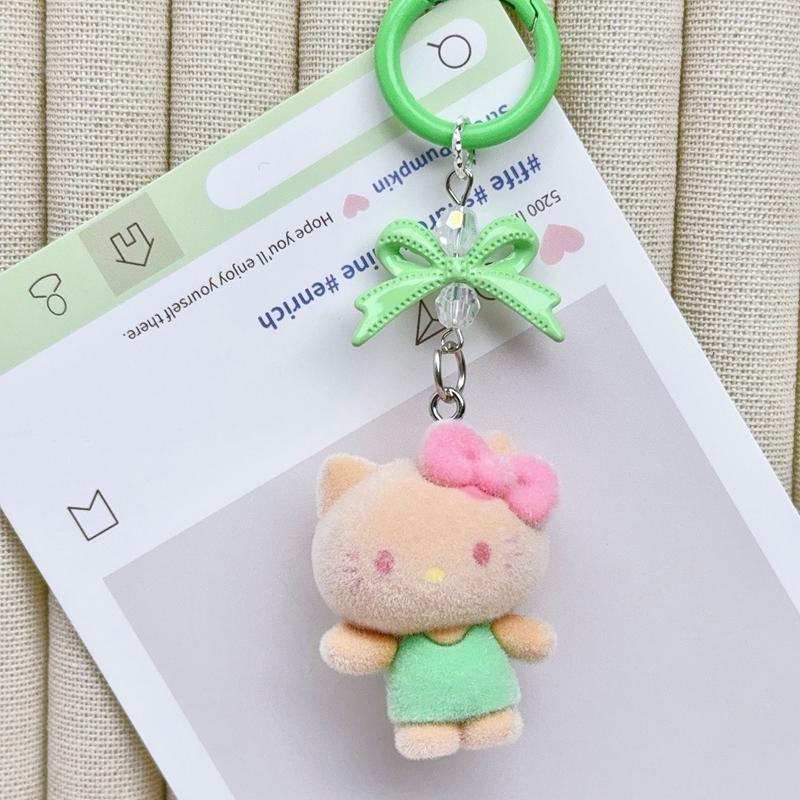 Flocked Keychains for Bags Hello Kitty Keychains Gifts Keychain on The Phone Accessories Holiday Gifts