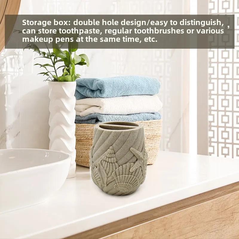 3pcs Natural Stone Bathroom Wash Storage Set Resin Lotion Bottles Toothbrush Cups Soap Dishes Light Luxury Retro Bathroom Set