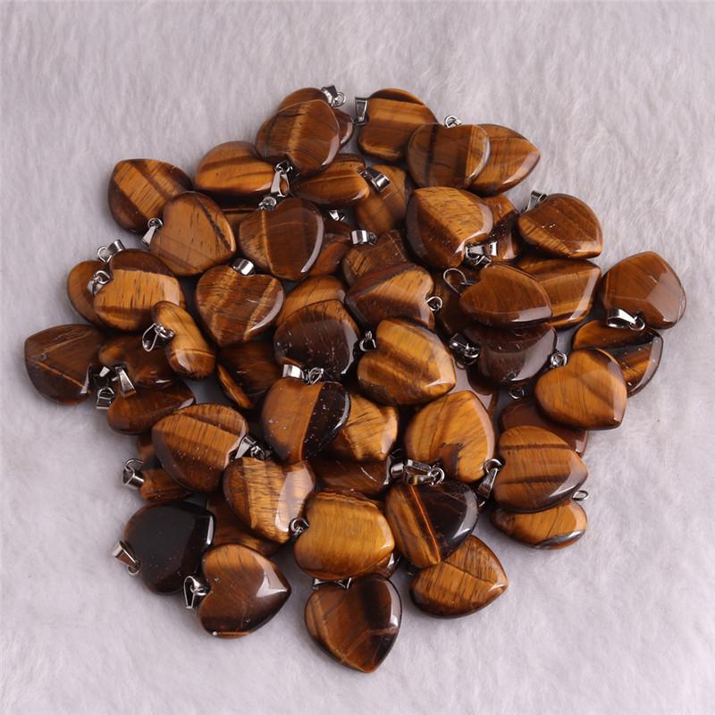 20mm Crystal Agate Heart Necklace Pendant - Natural Stone Jewelry Accessory