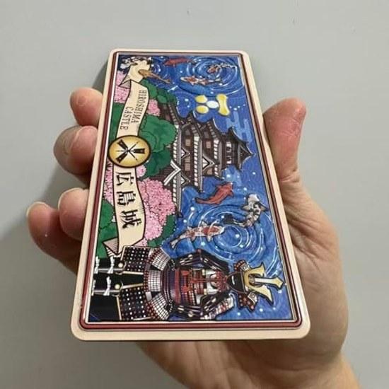 Hiroshima Castle Refrigerator Magnet Japanese Design Koi Samurai Illustration Included Rectangular 126cm Traditional Tourist Site Decorative Landscape