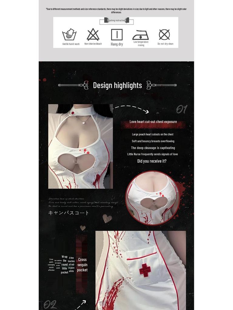 Costume di Halloween Infermiera Notte Oscura - Lingerie Sexy con Tagli Seducenti