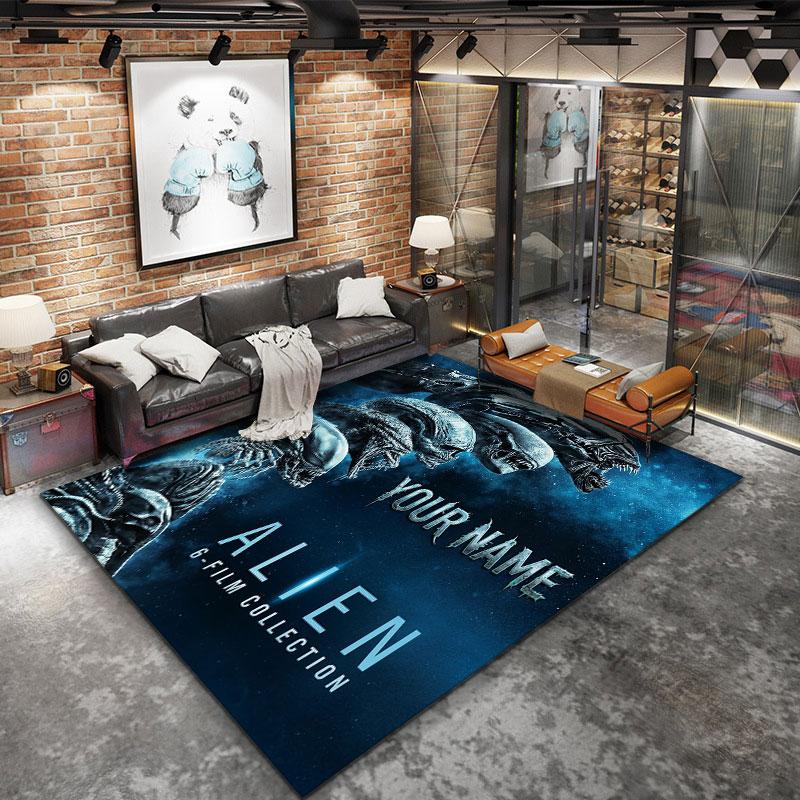 Alien Artwork Custom Name Carpet Rug For Living Room Bedroom Home Sofa Decoration Kids Play Nonslip Floor Mat