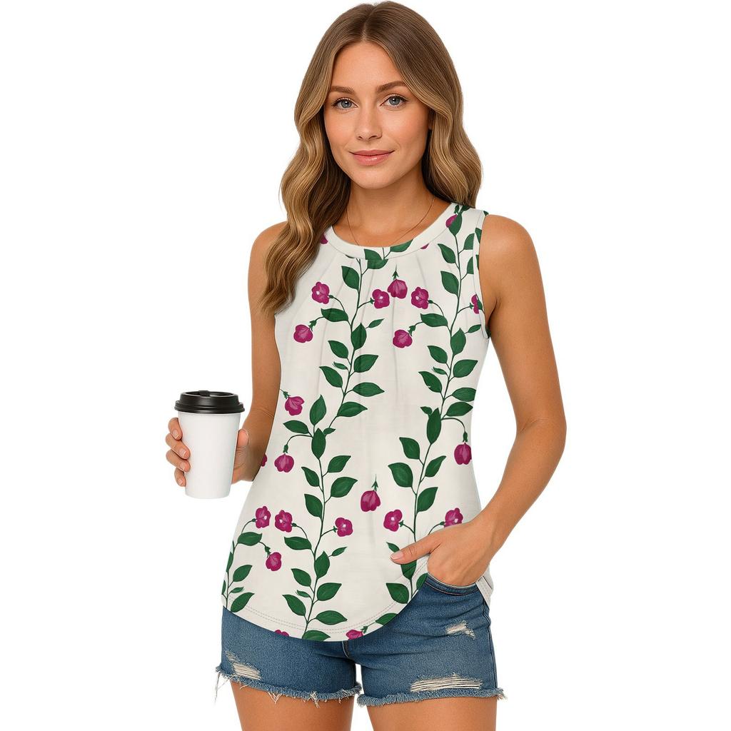 Womens Casual O Neck Loose  Sleeveless Top T-shirt  Summer Tank Tops For Women Tank Camisole Sleeveless Basic Tops