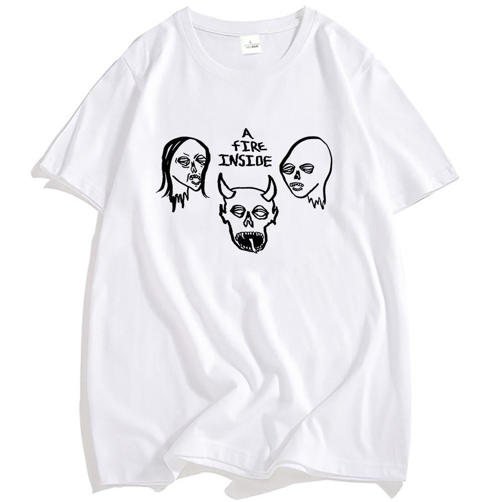 AFI Faces Ivory Tee A Fire Inside Letter Print T-shirt Summer Cotton Men Women Tshirts Fashion Unisex Streetwear Hip Hop TShirt