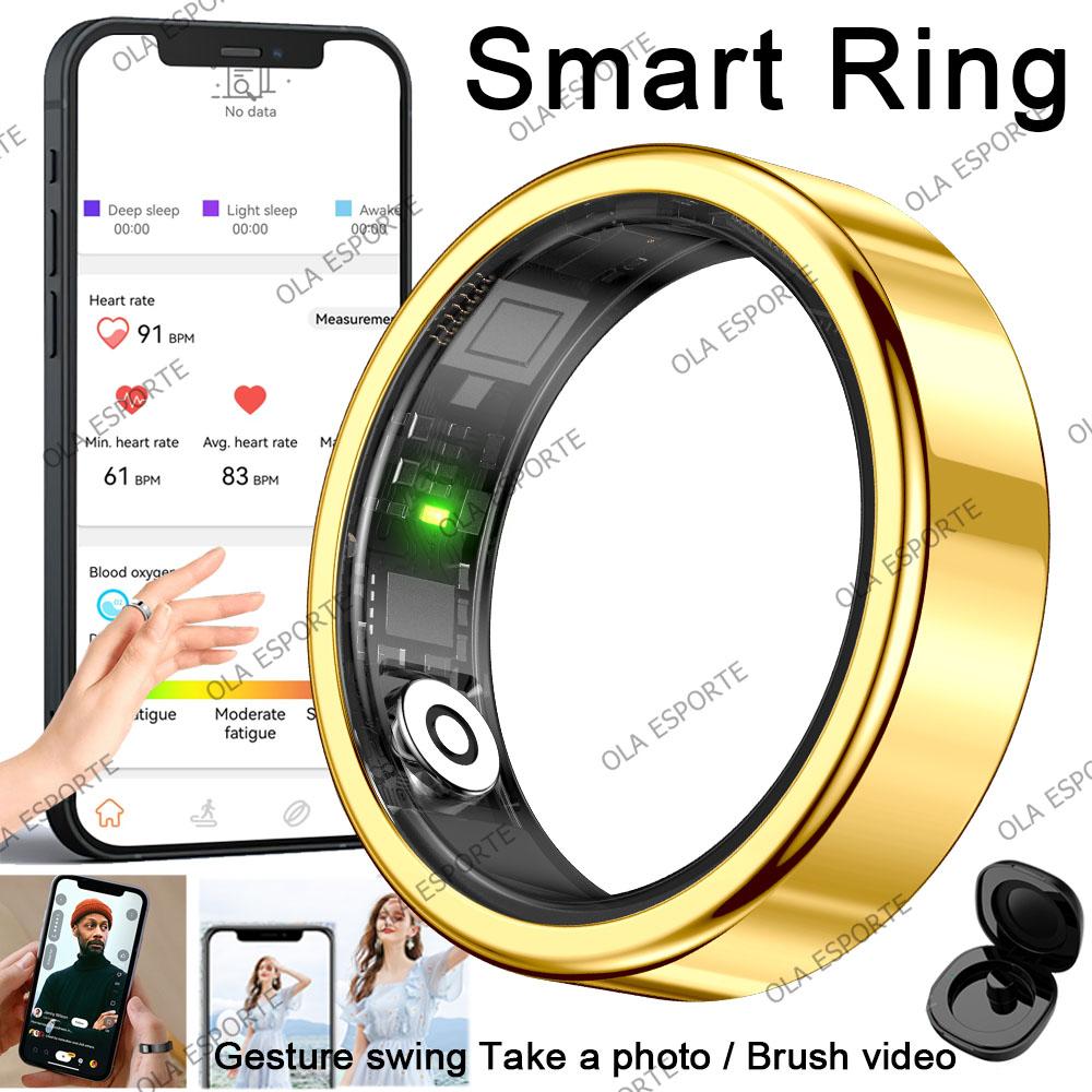 Smart Ring Men Women with Charging Case,Heart Rate Blood Oxygen Monitoring 5ATM Waterproof Multi-sports Rings For Android iOS