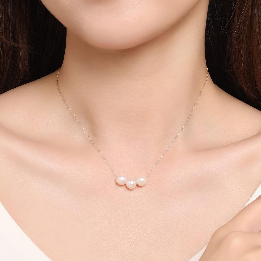 PEARL Made In Natural Pearl Necklace for Akoya Pearl Everyday Piercing [KOKO JEWELRY] Japan, Women, Necklace, Casual, Use, C. 3-Pearl (7.5-7.9mm)