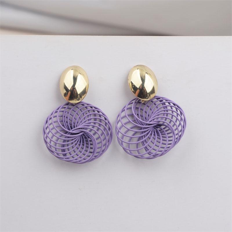 

Богемные полые сетчатые подвески Женские серьги-подвески Фиолетовые Красные Винтовые Спиральные Подвесные Серьги Металлические Овальные Серьги-капли фиолетовый