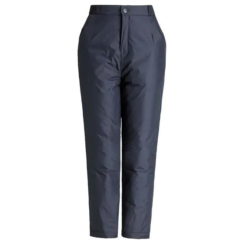 Women's Winter Thickened Plus Size Warm Pants Solid Color High-waisted Comfortable Duck Down Pants