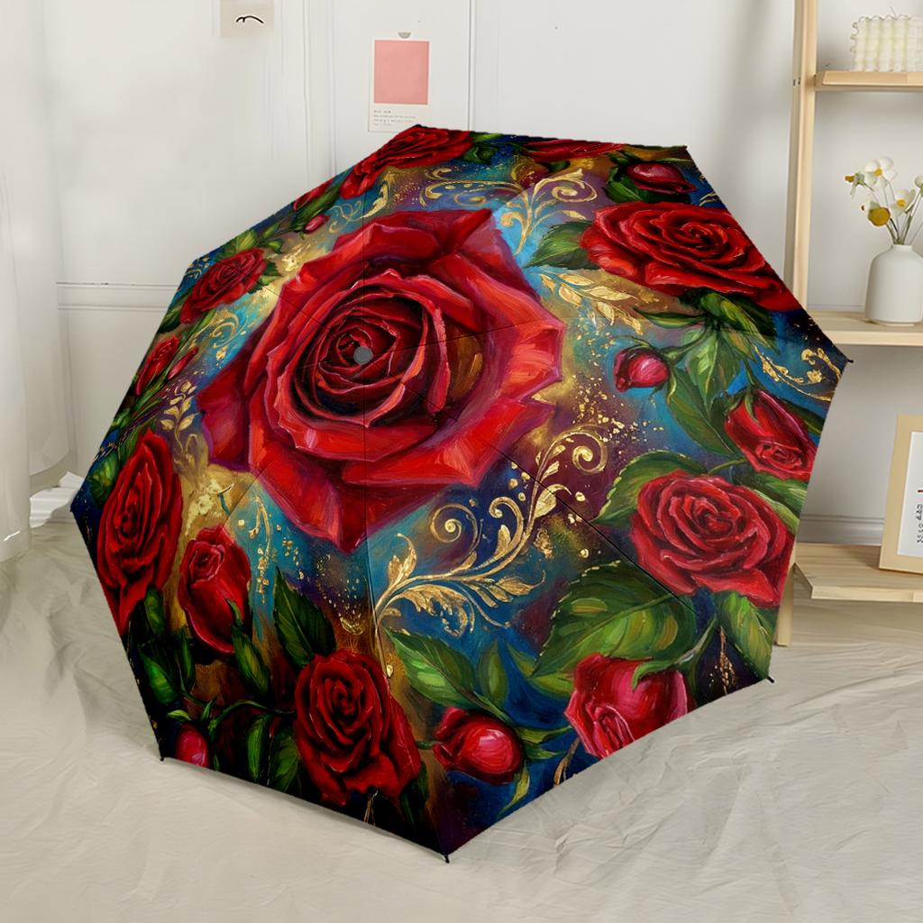 Spring Flowers And Ladybugs Automatic Umbrella Retractable Design with 8-Rib Durability Lightweight Perfect for Outdoor Adventures Fashion Lovers