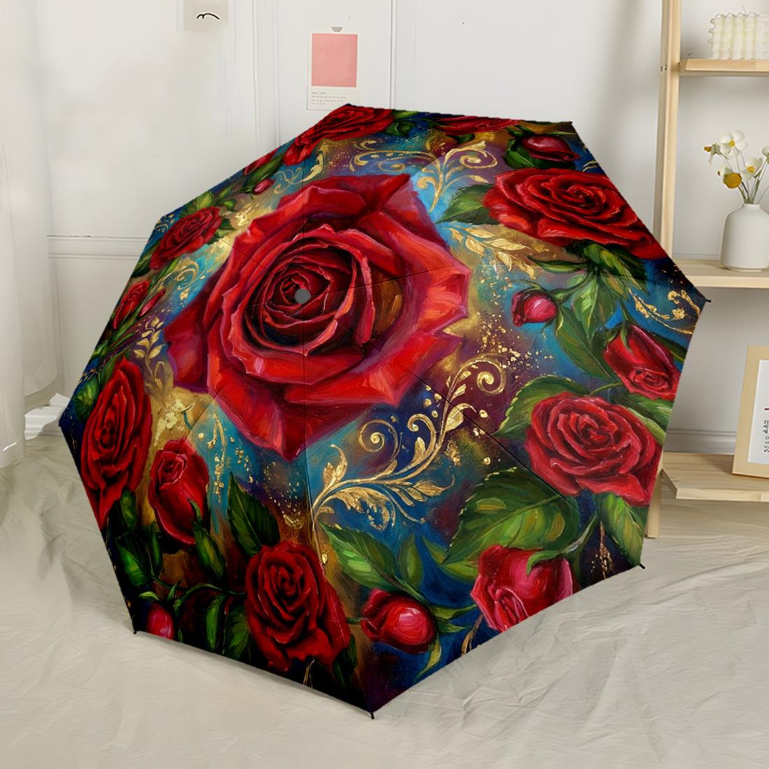 

Spring Flowers And Ladybugs Automatic Umbrella Retractable Design with 8-Rib Durability Lightweight Perfect for Outdoor Adventures Fashion Lovers