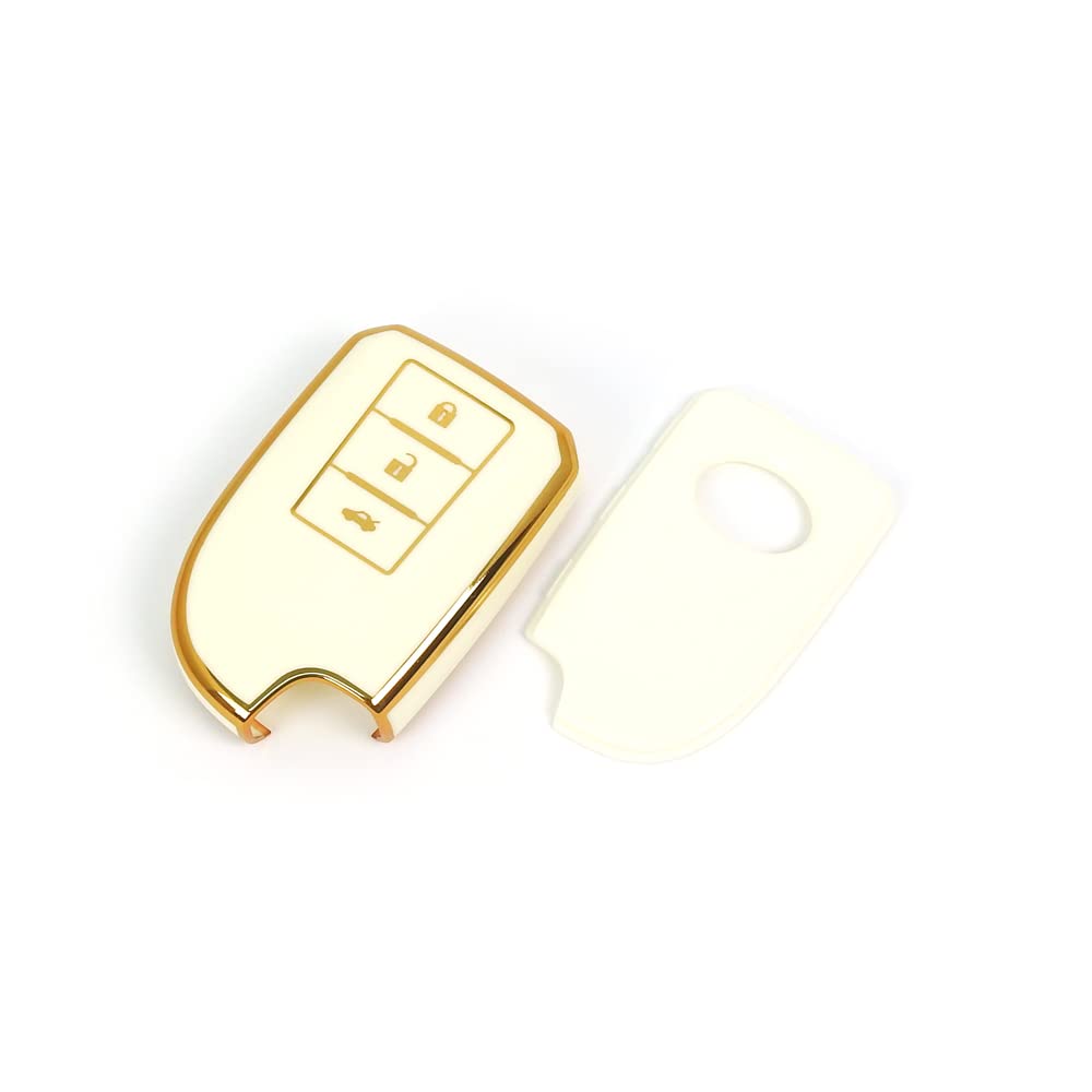 Provare TOYOTA Hiace Porte Spade Smart Key Case Cover 3 Buttons (White Gold)