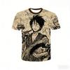 Załoga Słomkowego Kapelusza zbiera się! T-shirt z trójwymiarowym nadrukiem na całej powierzchni z wieloma postaciami - Oddychający i spersonalizowany top z gadżetami anime