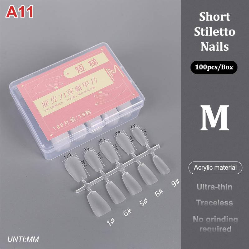 100Pcs/Box Matte Fake Nails No Polishing Press On False Nails Medium Short Design High Matt Soft Gel Nail Tips For Extension