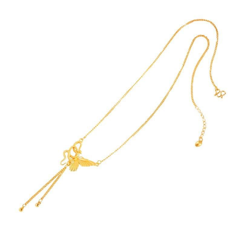 Natal Year Spirit Snake Wrapped Butterfly Pendant Necklace Female Cold Wind Collarbone Chain Accessories