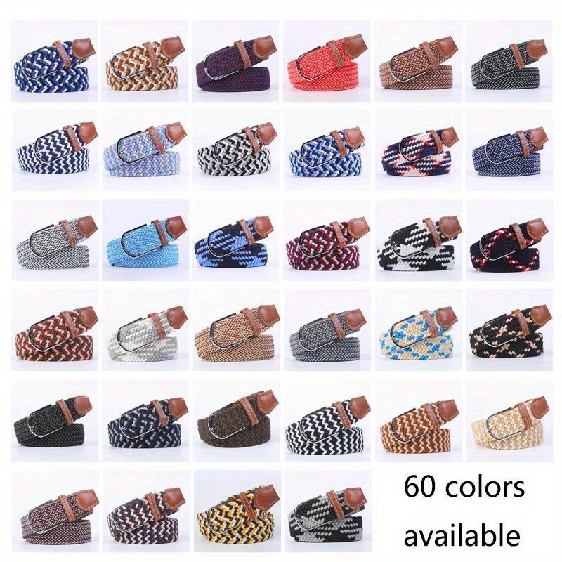 Casual Knitted Pin Buckle Women Belt Woven Canvas Elastic Expandable Braided Stretch Jeans Belts for Men