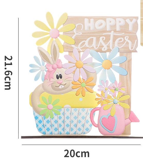

Easter Decorations - Multi-layered Easter Bunnies and Easter Eggs Wooden Display Pieces - Home Party Gifts Cake