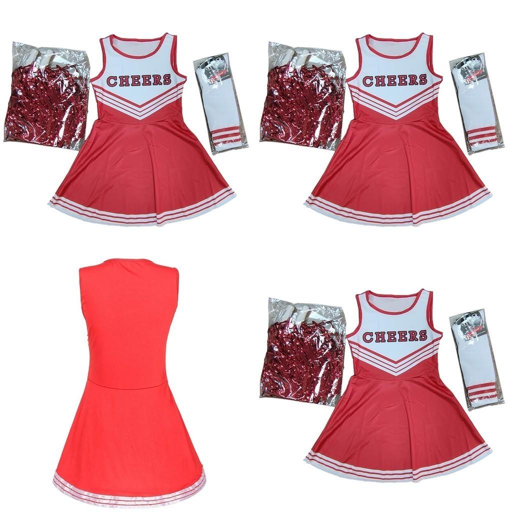 Fashionable Cheerleader Costume With Thick Socks And Hand Flowers Xs To Xl Sizes