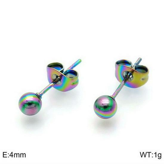 European & American Titanium Steel Round Bead Women's Stud Earrings - Simple Street Style Accessories