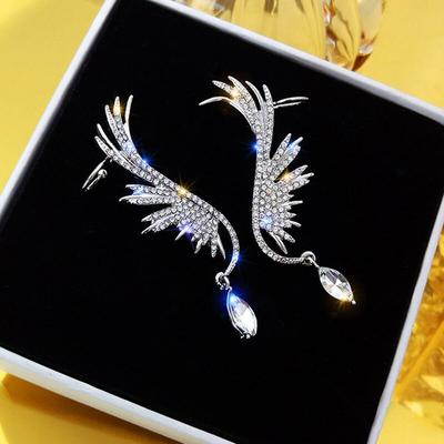 New Fashion Silver Angel Wings Earrings for Women 2021 Korean Luxury Ear Cuff Gilrs Stud Earing Vintage Jewerly Accessories Gift KTJ