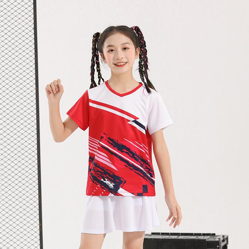 Children's badminton jersey sports suit boys and girls printed table tennis volleyball adult training game jersey wholesale